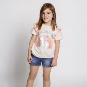 Camisola de Manga Curta Infantil Peppa Pig Rosa Claro Bebés e Crianças - nacloset 2