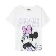 Camisola de Manga Curta Infantil Minnie Mouse Branco Bebés e Crianças - nacloset