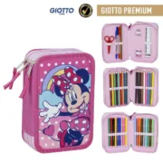 Estojo Triplo Minnie Mouse Cor de Rosa 12,5 x 6,5 x 19,5 cm Estojo 3 Compartimentos - nacloset