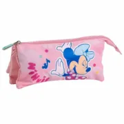 Estojo Triplo Minnie Mouse Cor de Rosa 2,2 x 1,1 x 22,5 cm Estojo 3 Compartimentos - nacloset