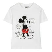 Camisola de Manga Curta Infantil Mickey Mouse Branco Bebés e Crianças - nacloset
