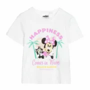 Camisola de Manga Curta Infantil Minnie Mouse Branco Bebés e Crianças - nacloset