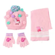 Gorro, Cachecol e Luvas Peppa Pig Cor de Rosa 3 Peças Acessórios de Moda - nacloset