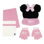 Gorro, Cachecol e Luvas Minnie Mouse Cor de Rosa 3 Peças Acessórios de Moda - nacloset