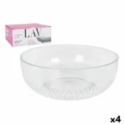 Saladeira LAV CP112-1 Transparente Cristal 23 x 23 x 10 cm (4 Unidades) (2600 cc) (ø 23 x 9,4 cm) A Preço de Revenda - nacloset
