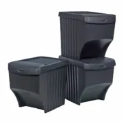 Caixote de Lixo para Reciclagem Sortibox Preto Empilhável Casa | Jardim - nacloset 2