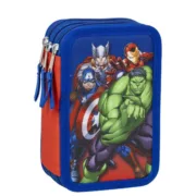 Estojo Triplo The Avengers Azul 12,5 x 6,5 x 19,5 cm Estojo 3 Compartimentos - nacloset