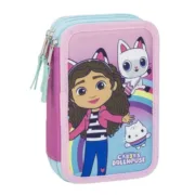Estojo Triplo Gabby’s Dollhouse Cor de Rosa 12,5 x 6,5 x 19,5 cm Estojo 3 Compartimentos - nacloset