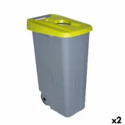 Caixote do Lixo com Rodas Denox 110 L Amarelo 58 x 41 x 89 cm Casa | Jardim - nacloset