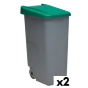 Caixote do Lixo com Rodas Denox 85 L Verde 58 x 41 x 76 cm Casa | Jardim - nacloset