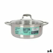 Caçarola com Tampa de Vidro Quttin Caesar Aço Ø 28 x 11 cm (4 Unidades) A Preço de Revenda - nacloset