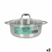 Caçarola com Tampa de Vidro Quttin Caesar Aço ø 30 x 11,5 cm (2 Unidades) A Preço de Revenda - nacloset