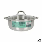 Caçarola com Tampa de Vidro Quttin Caesar Aço ø 32 x 12,5 cm (2 Unidades) A Preço de Revenda - nacloset