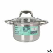 Panela com Tampa de Vidro Quttin Caesar Aço ø 18 x 12,5 cm (6 Unidades) A Preço de Revenda - nacloset