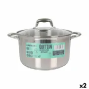 Panela com Tampa de Vidro Quttin Caesar Aço ø 26 x 15,5 cm (2 Unidades) A Preço de Revenda - nacloset