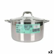 Panela com Tampa de Vidro Quttin Caesar Aço ø 30 x 17,5 cm (2 Unidades) A Preço de Revenda - nacloset