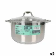 Panela com Tampa de Vidro Quttin Caesar Aço ø 32 x 18,5 cm (2 Unidades) A Preço de Revenda - nacloset