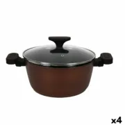 Caçarola com Tampa de Vidro Quttin Sahara Alumínio Forjado Castanho 34 x 21 x 11 cm (4 Unidades) A Preço de Revenda - nacloset