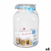 Frasco Borgonovo Hermético Transparente Cristal 4,25 L 14,5 x 14,5 x 26 cm (6 Unidades) A Preço de Revenda - nacloset