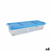 Caixa de Armazenagem com Tampa Tontarelli Plástico Azul Transparente 24 L Rodas 79 x 28,7 x 16,8 cm (6 Unidades) A Preço de Revenda - nacloset