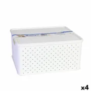 Caixa de Armazenagem com Tampa Tontarelli Arianna 33 x 29 x 16 cm (4 Unidades) Branco 13 L A Preço de Revenda - nacloset