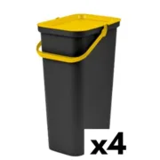 Caixote de Lixo para Reciclagem Tontarelli Moda Amarelo 38 L (4 Unidades) A Preço de Revenda - nacloset