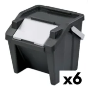 Caixote de Lixo para Reciclagem Tontarelli Moda Branco Preto Empilhável 28 L (6 Unidades) A Preço de Revenda - nacloset
