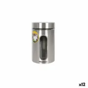 Frasco Quttin Transparente Prateado Vidro Aço 1 L 10 x 10 x 17,5 cm (12 Unidades) A Preço de Revenda - nacloset