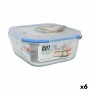 Lancheira Quadrada com Tampa Quttin Transparente 750 ml 16 x 16 x 7 cm (6 Unidades) A Preço de Revenda - nacloset
