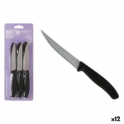 Conjunto de Facas Quttin 11 cm Preto Prateado 6 Peças (12 Unidades) Conjuntos de Facas - nacloset