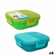 Lancheira Hermética ThermoSport 3 Compartimentos Quadrado 900 ml (6 Unidades) A Preço de Revenda - nacloset