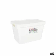Caixa de Armazenagem com Tampa Tontarelli Maya Branco 6,4 L 28 x 18 x 17,7 cm (12 Unidades) A Preço de Revenda - nacloset