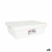 Caixa de Armazenagem com Tampa Tontarelli Maya Branco 9,2 l 36 x 28 x 11 cm (12 Unidades) A Preço de Revenda - nacloset