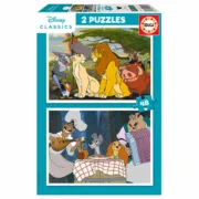 Set de 2 Puzzles Disney Lion King and Lady and the Tramp 48 Peças Brinquedos e Jogos - nacloset