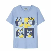 Camisola de Manga Curta Criança Bluey Azul Claro Moda | Acessórios - nacloset