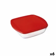 Lancheira Quadrada com Tampa Ô Cuisine Cook & Store Vermelho 1 L 20 x 17 x 6 cm Silicone Vidro (6 Unidades) A Preço de Revenda - nacloset