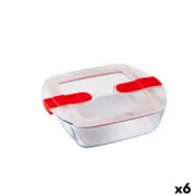 Lancheira Hermética Pyrex Cook&heat 1 L 20 x 17 x 6 cm Vermelho Vidro (6 Unidades) A Preço de Revenda - nacloset