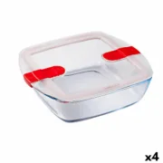 Lancheira Hermética Pyrex Cook & Heat 25 x 22 x 7 cm 2,2 L Transparente Vidro (4 Unidades) A Preço de Revenda - nacloset