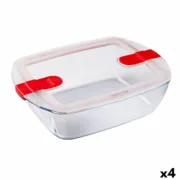 Lancheira Hermética Pyrex Cook & Heat 2,5 L Transparente Vidro (4 Unidades) A Preço de Revenda - nacloset