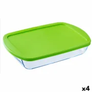 Lancheira Retangular com Tampa Pyrex Cook & store Transparente Silicone Vidro (4,5 L) (4 Unidades) A Preço de Revenda - nacloset