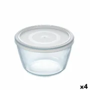 Lancheira Redonda com Tampa Pyrex Cook & Freeze 1,1 L 15 x 15 x 10 cm Transparente Silicone Vidro (4 Unidades) A Preço de Revenda - nacloset