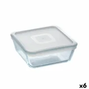 Lancheira Quadrada com Tampa Pyrex Cook&freeze 850 ml 14 x 14 cm Transparente Vidro Silicone (6 Unidades) A Preço de Revenda - nacloset