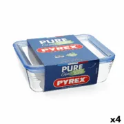 Lancheira Hermética Pyrex Pure Glass Transparente Vidro (2,6 L) (4 Unidades) A Preço de Revenda - nacloset