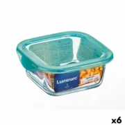 Lancheira Quadrada com Tampa Luminarc Keep’n Lagon 15,6 x 6,6 cm Turquesa 1,22 L Vidro (6 Unidades) A Preço de Revenda - nacloset