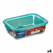 Lancheira Retangular com Tampa Luminarc Keep’n Lagon 12 x 8,5 x 5,4 cm Turquesa 380 ml Vidro (6 Unidades) A Preço de Revenda - nacloset