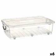 Caixa de Armazenamento com Rodas Transparente Plástico 40 L 46,5 x 20 x 72,2 cm (6 Unidades) A Preço de Revenda - nacloset