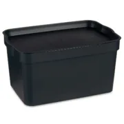 Caixa de Armazenagem com Tampa Antracite Plástico 2,3 L 13,5 x 11 x 20 cm (24 Unidades) A Preço de Revenda - nacloset 2