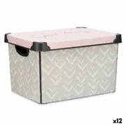 Caixa de Armazenagem com Tampa Vibes Flechas 22 L Cor de Rosa Plástico 30 x 23,5 x 40 cm (12 Unidades) A Preço de Revenda - nacloset