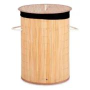 Cesto de Roupa Suja Natural Preto Metal Bambu 48 L Madeira MDF (4 Unidades) A Preço de Revenda - nacloset 2