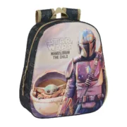 Mochila Infantil 3D The Mandalorian Preto Bege 27 x 33 x 10 cm Jogos | Disfarces - nacloset